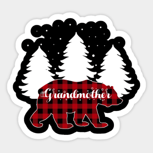 Buffalo Red Plaid Grandmother Bear Matching Family Christmas Sticker